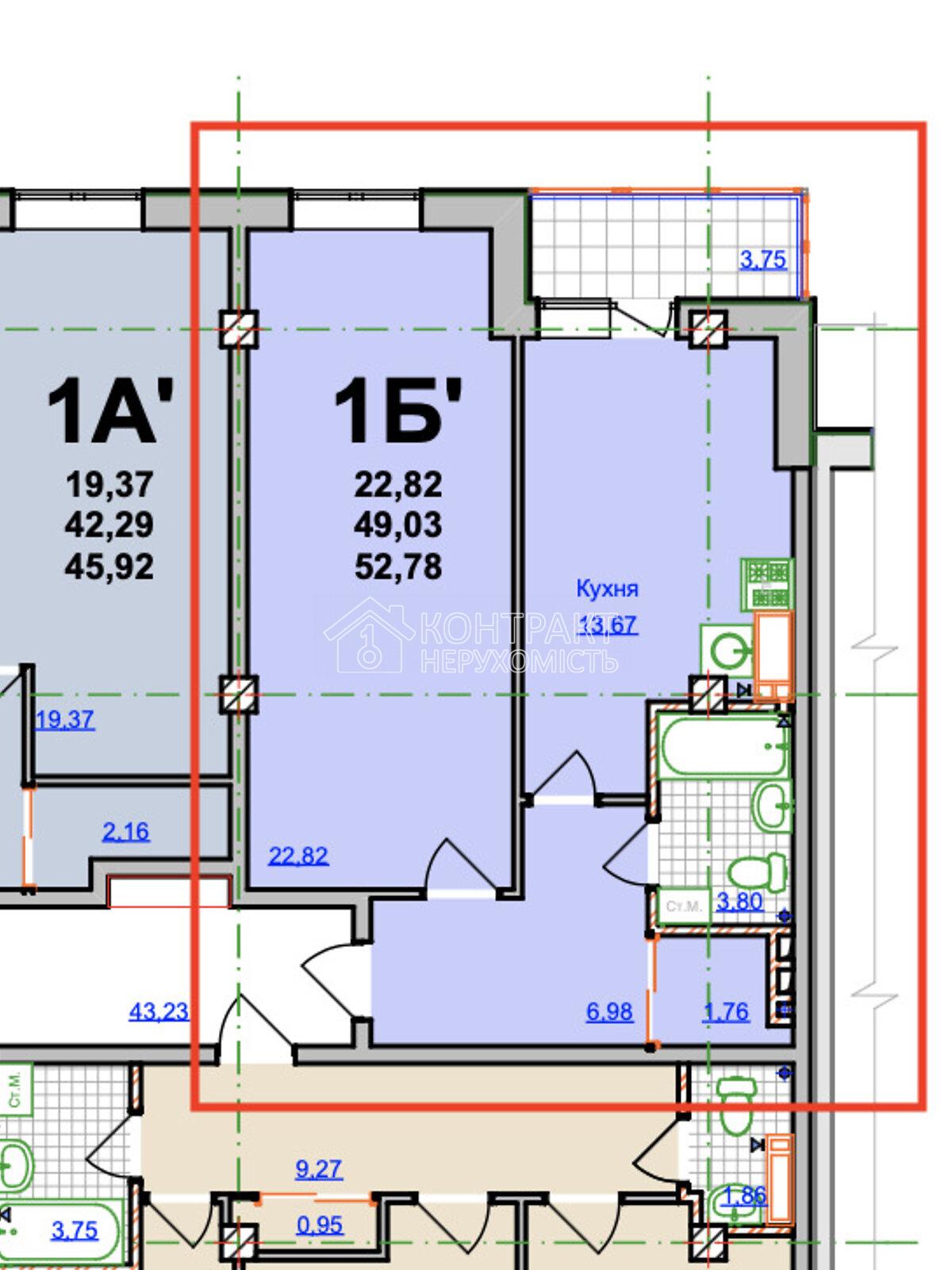 Продається1к квартиры біля м.Спортивна 53 кв. м