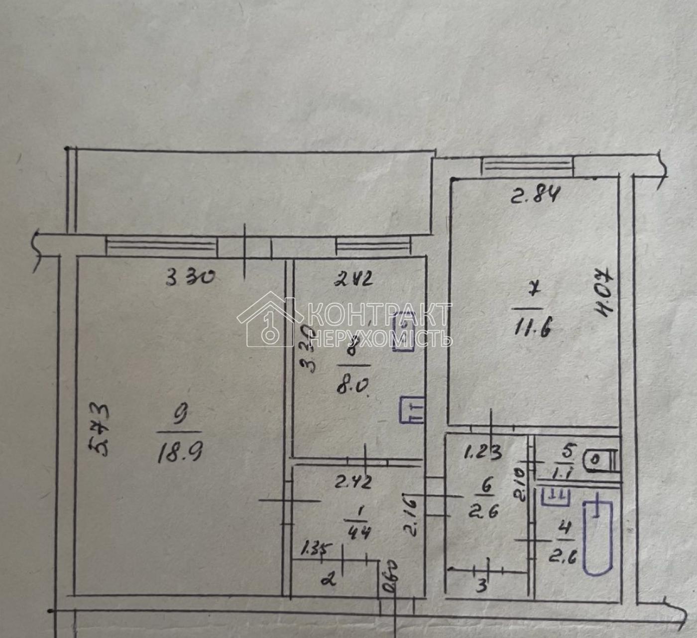 Продаж 2-х кімнатної квартири 54,1 м/кв., 606 мікр-н, Ціна 31500, торг