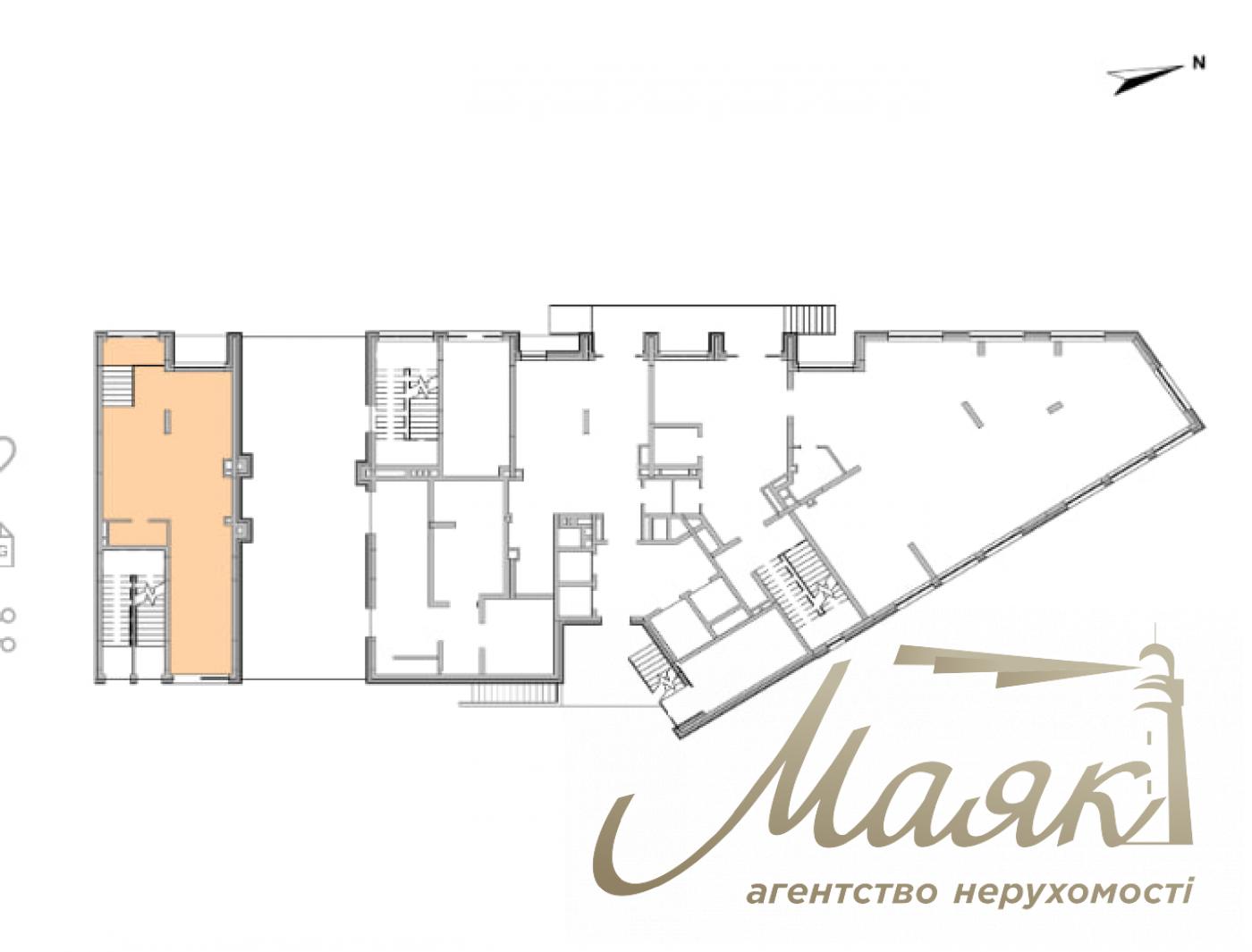 Продаж фасадного приміщення площею 77,22 м² у ЖК «Nordica Residence», Печерськ, Центр