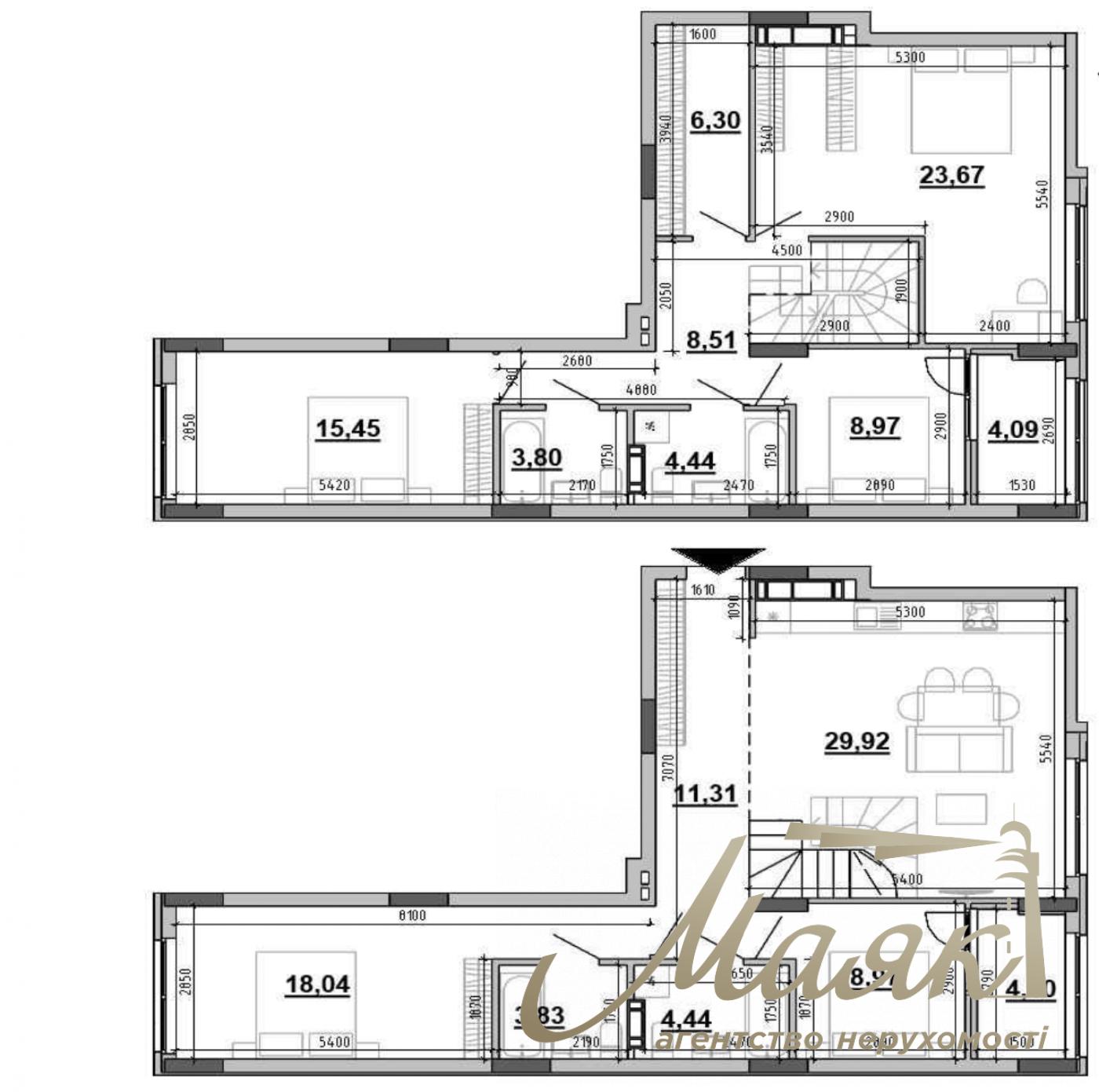 Продаж дворівневої 5-кімнатної квартири по вул. Клеманська 3 у ЖК Sister