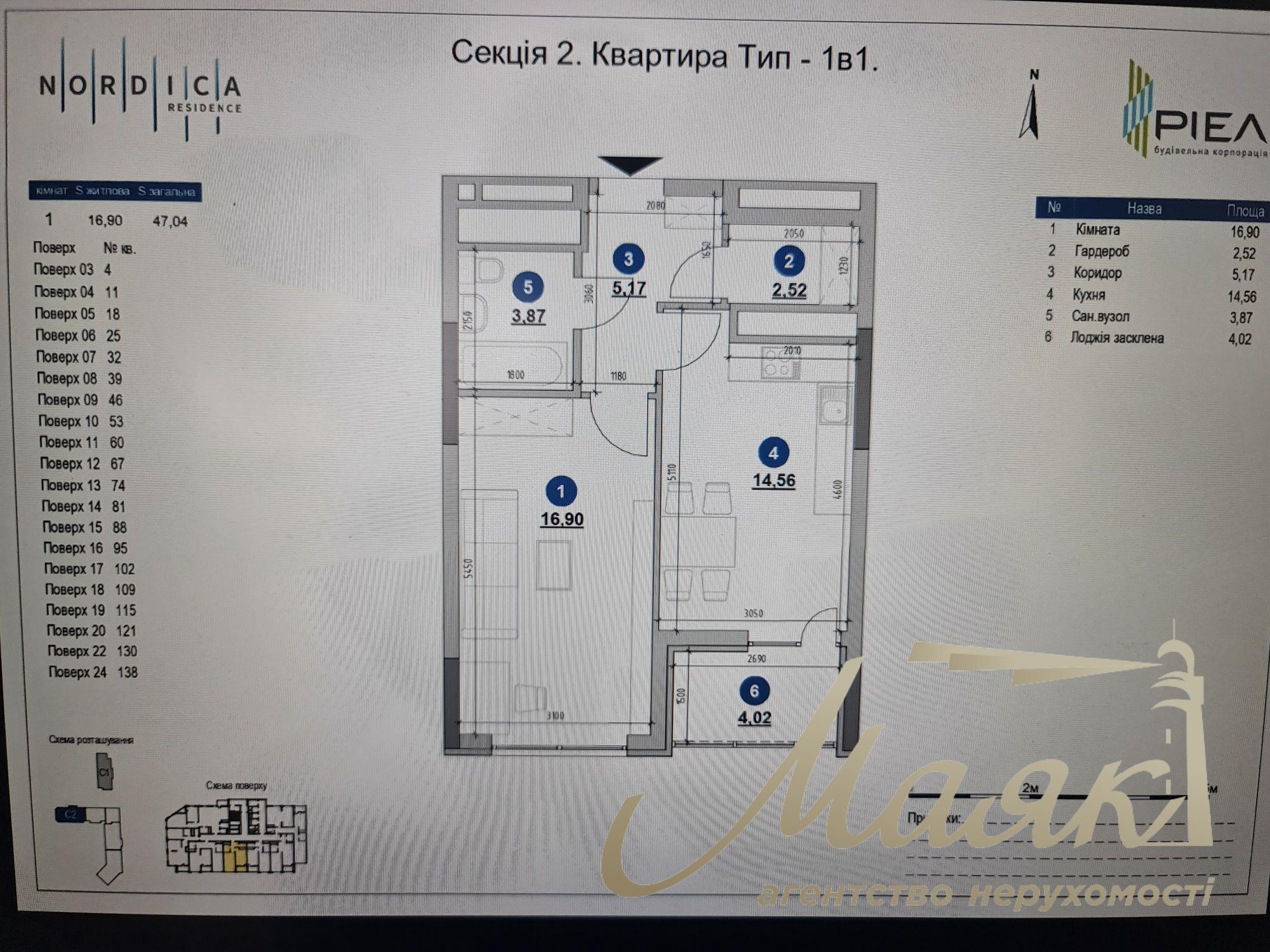 Продаж 2-кімнатної квартири, 47 м², ЖК «Нордіка», будинок № 2