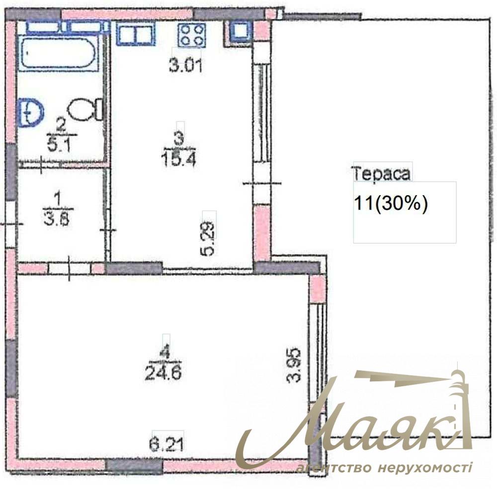 Продаж 1-кімнатної квартири з терасою площею 60 м² у ЖК «Італійський квартал», вул. Дубищанська, 6, Оболонський район