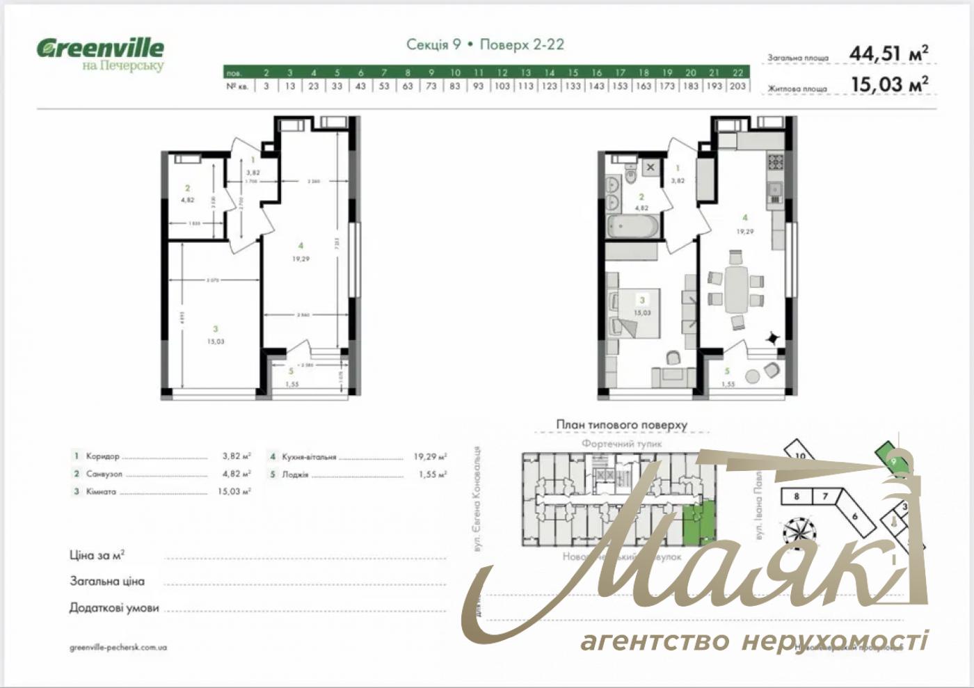 Продаж / Квартира / ЖК Greenville на Печерске 45м2