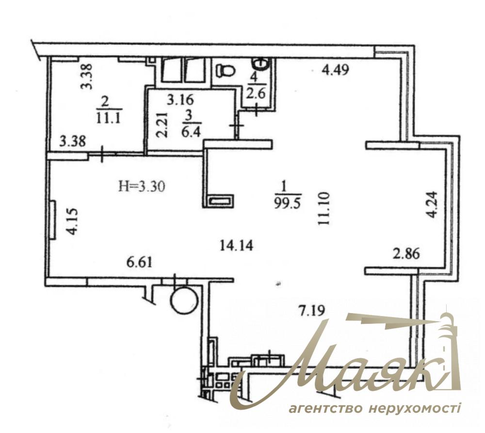 Аренда офисного помещения 120 м2 в ЖК Obolon Residence Минская