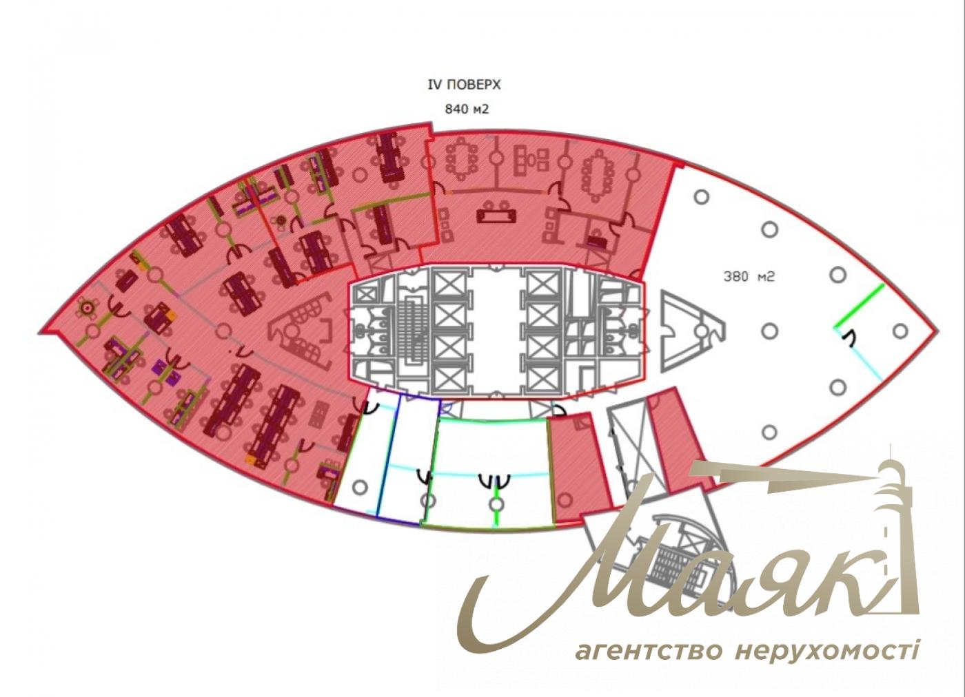 Оренда офісу площею 991 м² у бізнес-центрі «Парус», вул. Мечникова, 2, Центр.