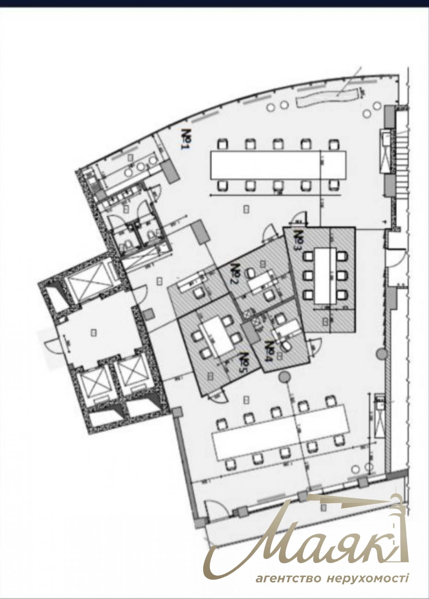 Office for rent 310 sq.m. in BC Wave on Eugenia Konovaltsa street 36D