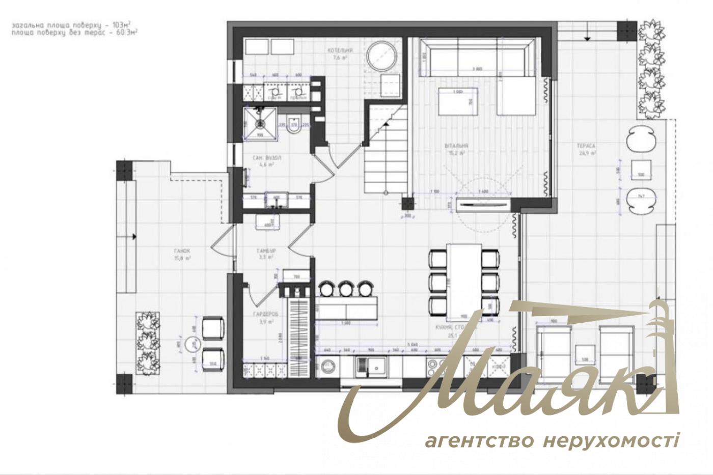Rent a 150-square-meter two-story house in the “GoldFish” residential complex, Lebedevka, Vyshgorod District