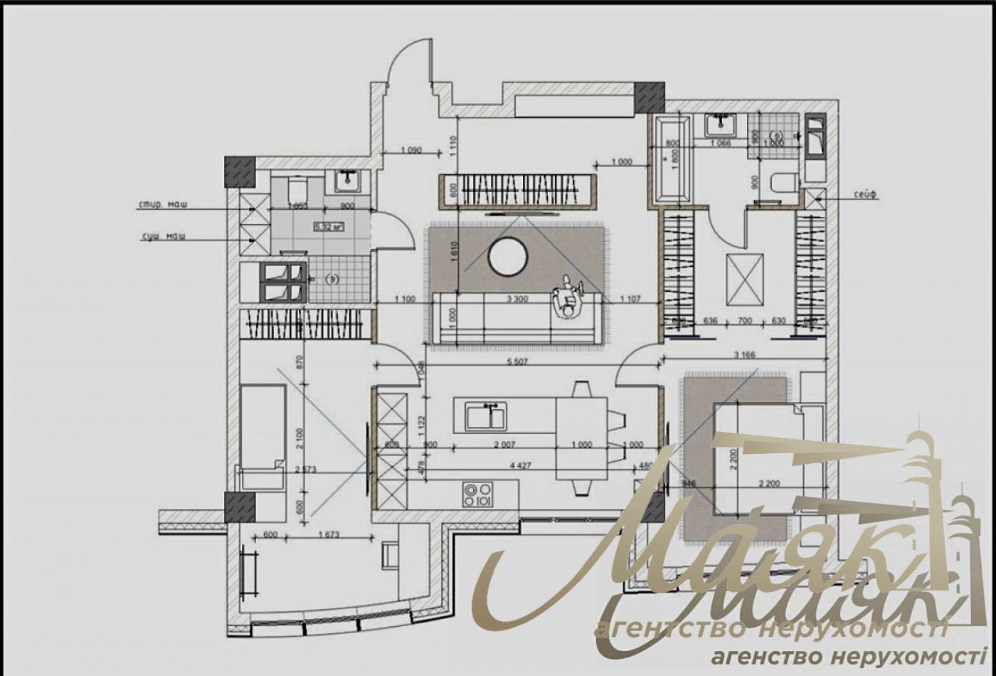 Rent 3k apartment Residential Complex Boulevard of Fountains, 100m2 Sapernoe Pole str., Pechersk