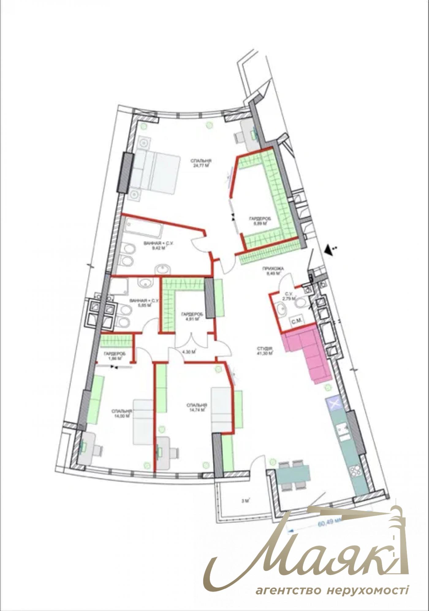 Rent 4-bedroom apartment in Residential Complex Busov Hill, Buslovskaya str. 12, Pechersk.