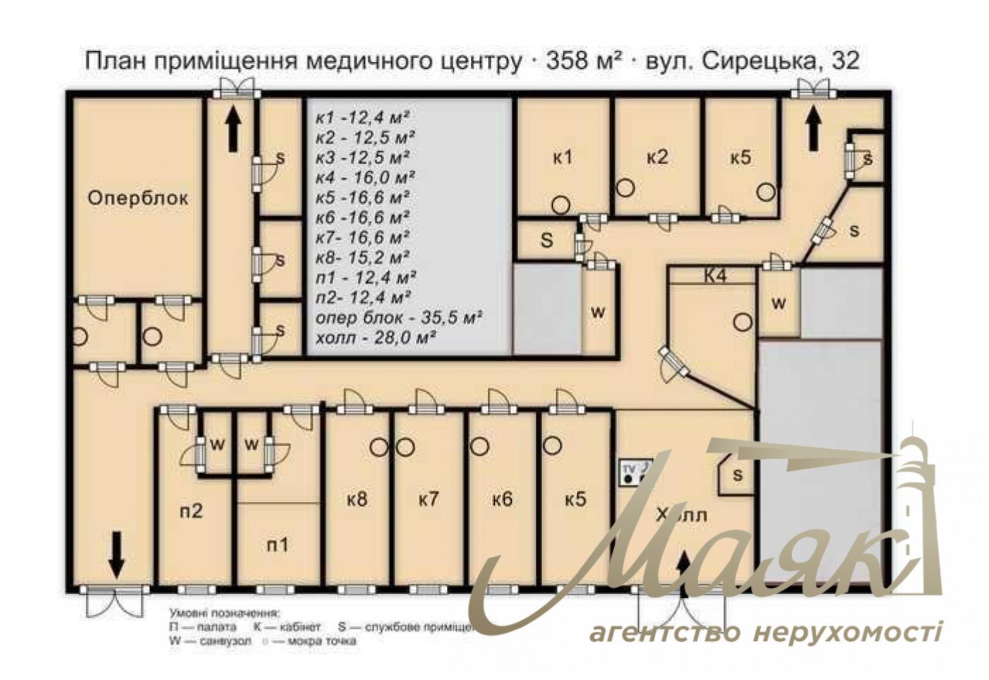 Оренда медичного центру, 1/9 поверх, 237 кв. м, вул. Сирецька