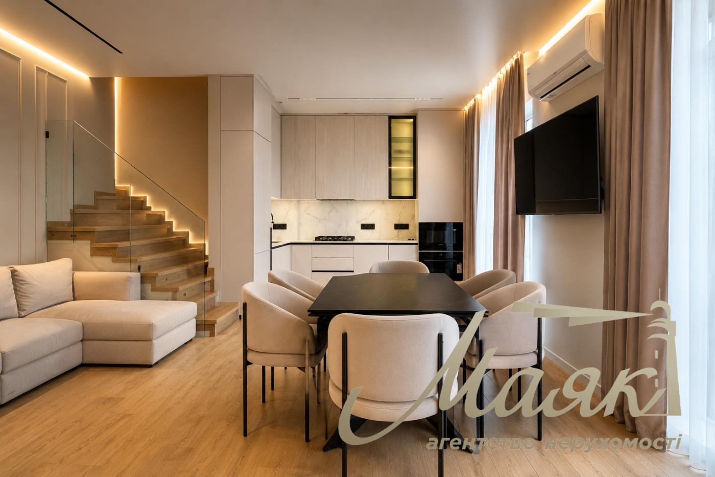 Modern 2-story 100-square-meter duplex for rent in Kryukivshchyna, first-time rental | Designer renovation | Kritichna Line, Kyiv-Sviatoshynskyi District