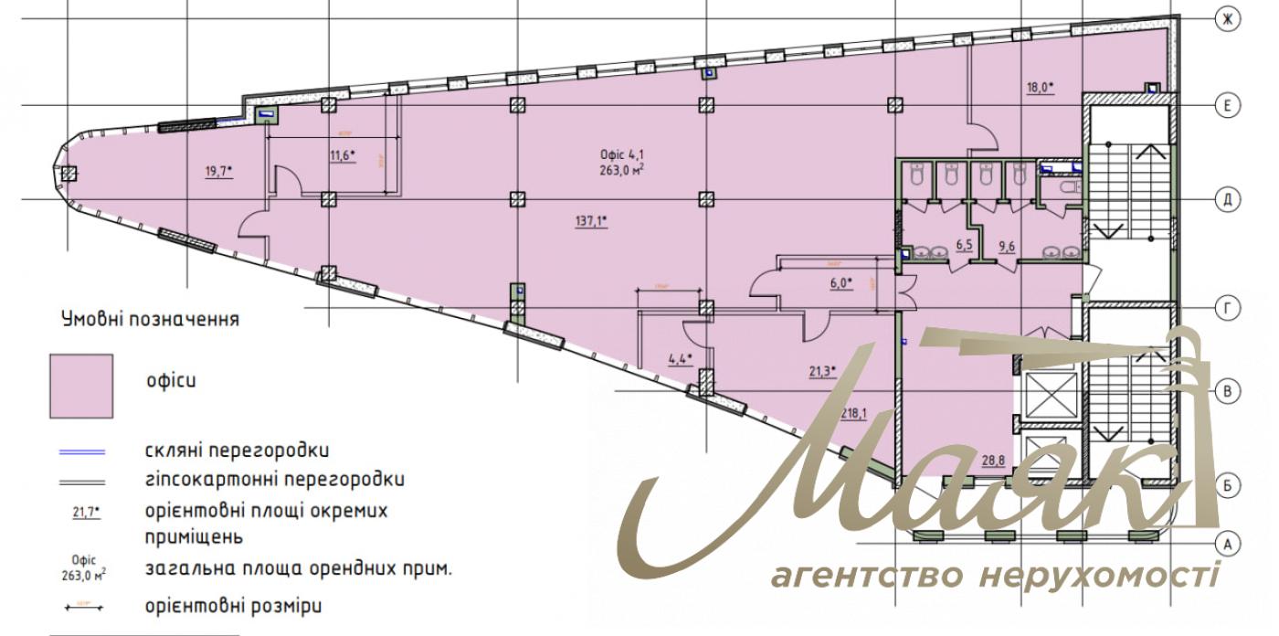 Оренда офісу площею 263 м² у бізнес-центрі «Гефест», Воздвиженка, Львівська площа, Шевченківський район, вул. Глибочицька