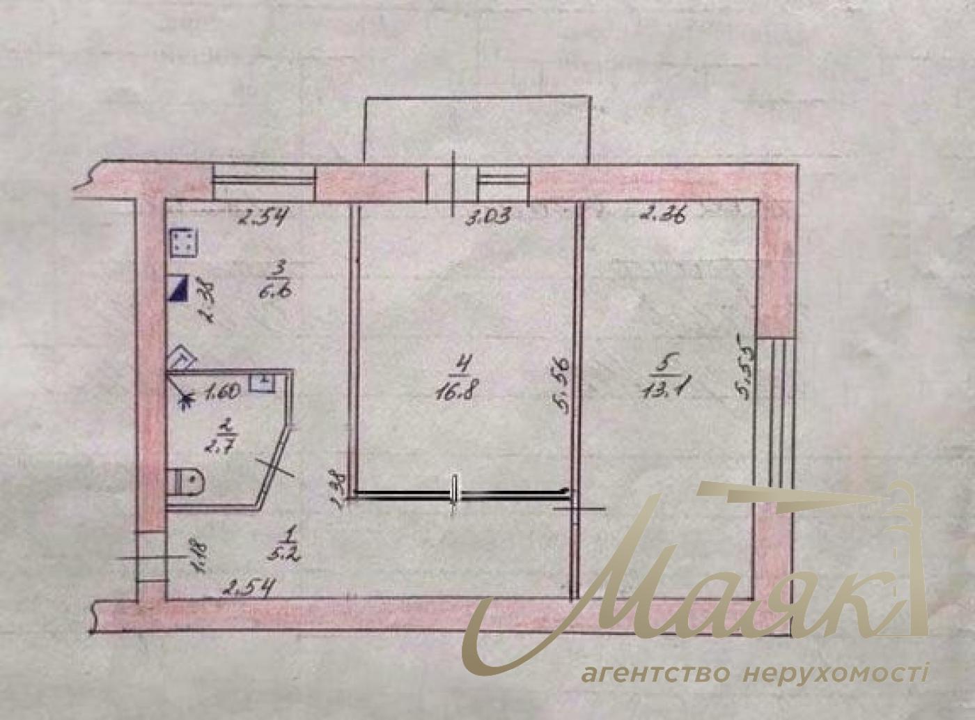 2к.квартира, кирпич, 3/5 эт.
