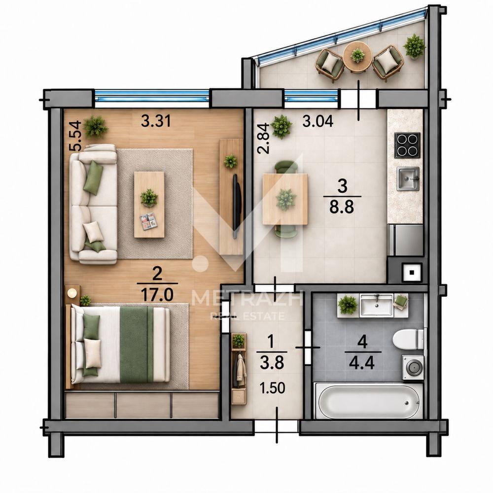 Sale 1-room apartment 37 m², Гмирі Бориса, ЖМ Патріотика • ID 7621 — photo 2