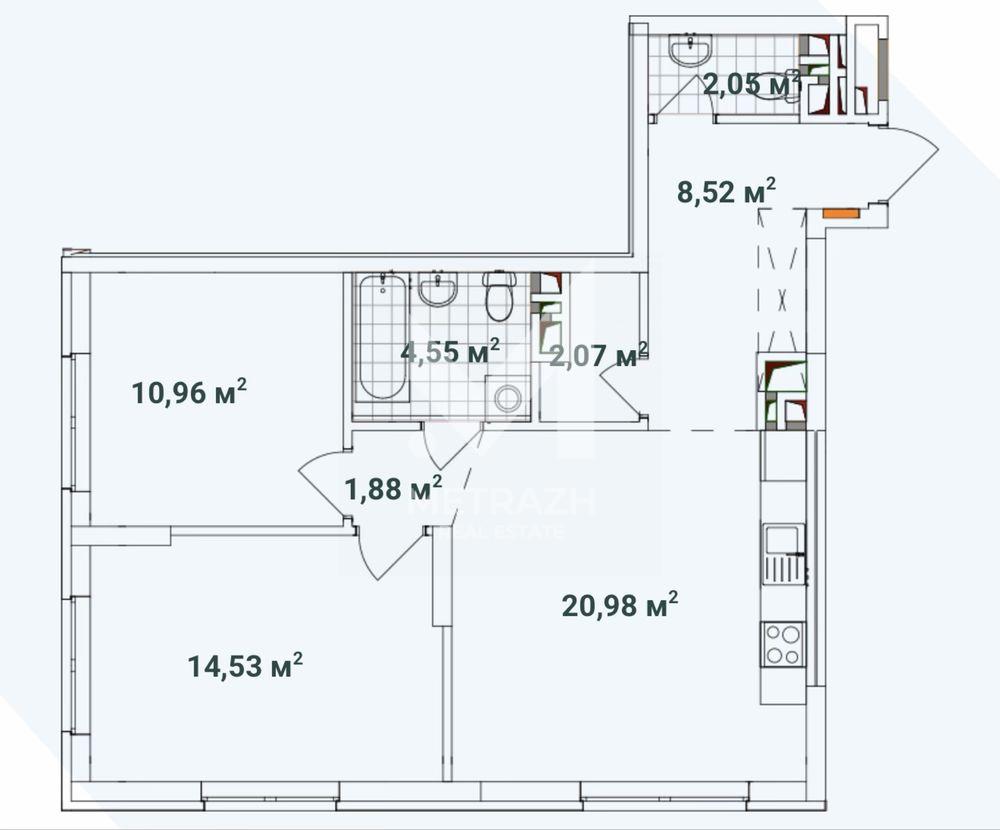 Sale 2-room apartment 65 m², Європейського Союзу, RC Warsawsky 3 • ID 7540 — photo 3