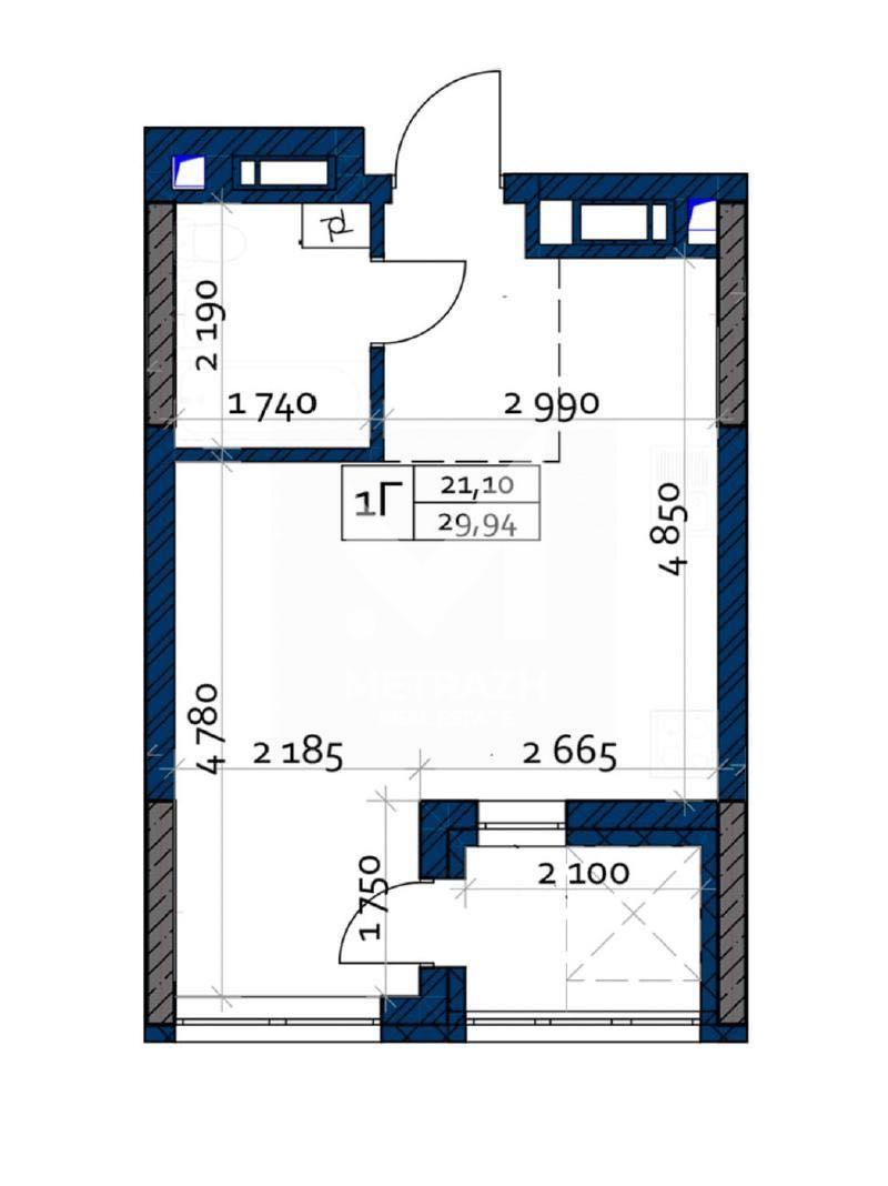 Sale 1-room apartment 29 m², Сім'ї Кульженків, POLARIS Home&amp;Plaza • ID 7640 — photo 2