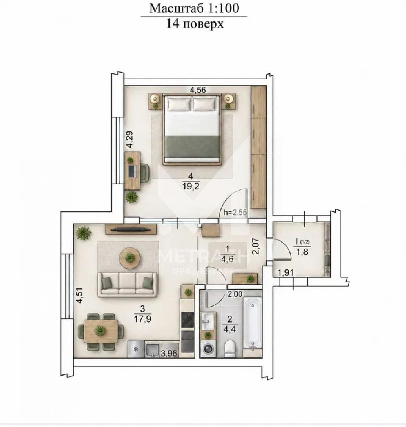 Sale 1-room apartment 47 m², Максимовича Михайла, ЖК LIKO-GRAD Perfect Town • ID 7466 — photo 2