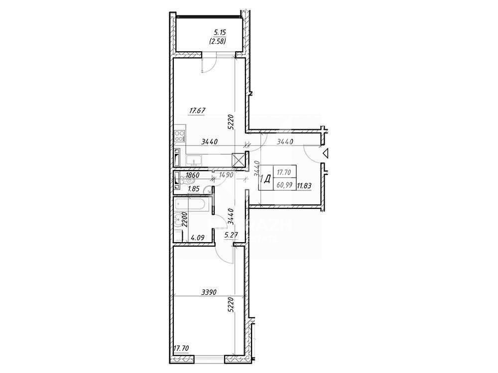 Sale 1-room apartment 61 m², Меліоративна, ЖК Деснянський • ID 7487 — photo 2