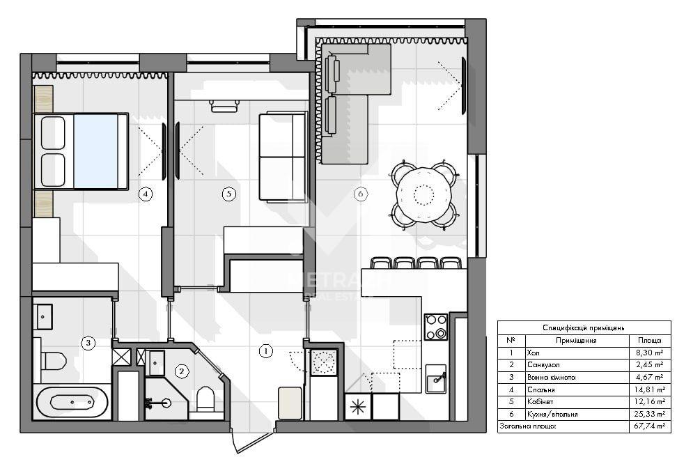 Sale 2-room apartment 68 m², Європейського Союзу, RC Warsawsky 3 • ID 7647 — photo 4