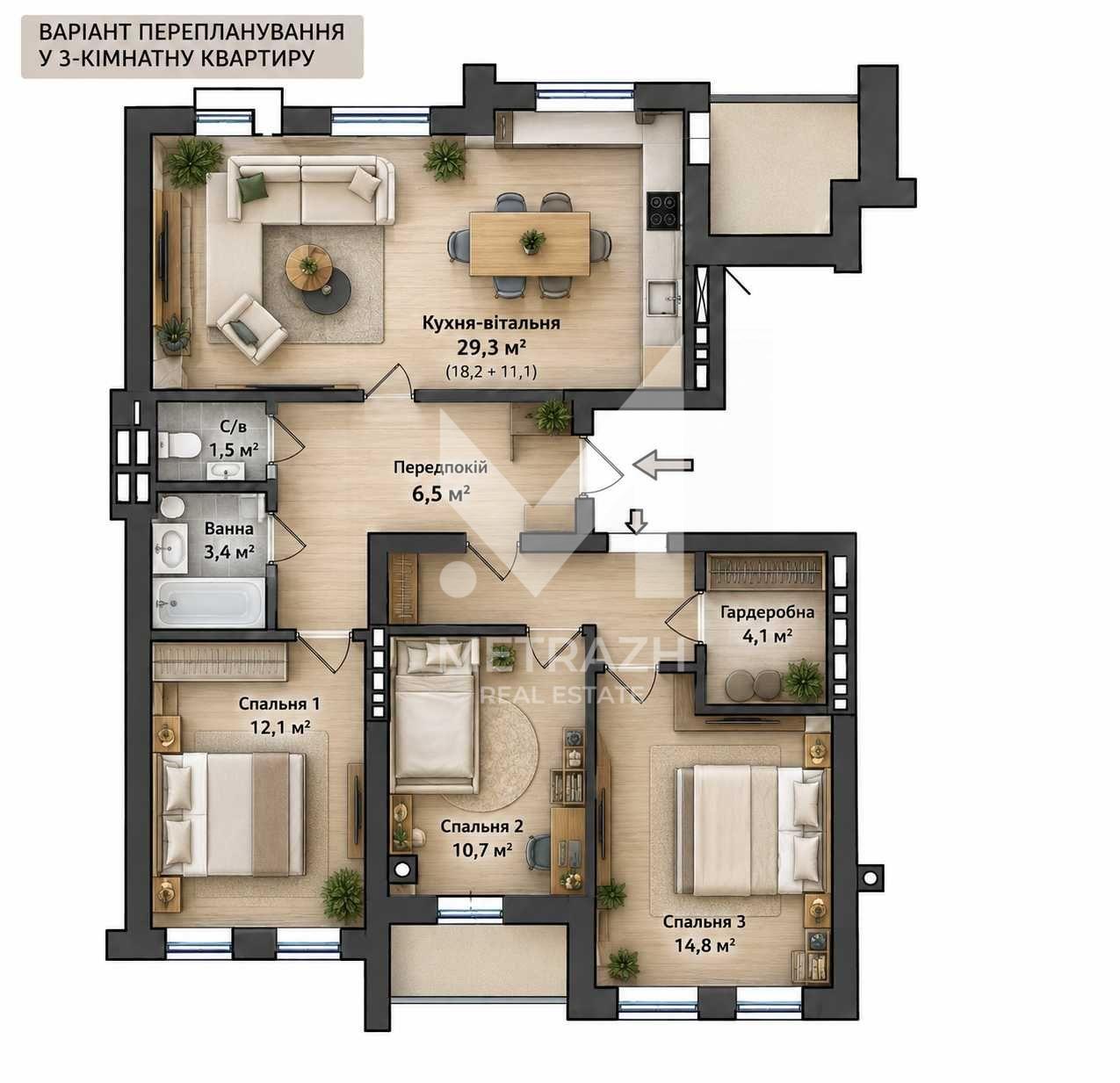 Продажа 3-комнатной квартиры 93 м², Дніпроводська, ЖК Forest Park • ID 7768 — фото 2