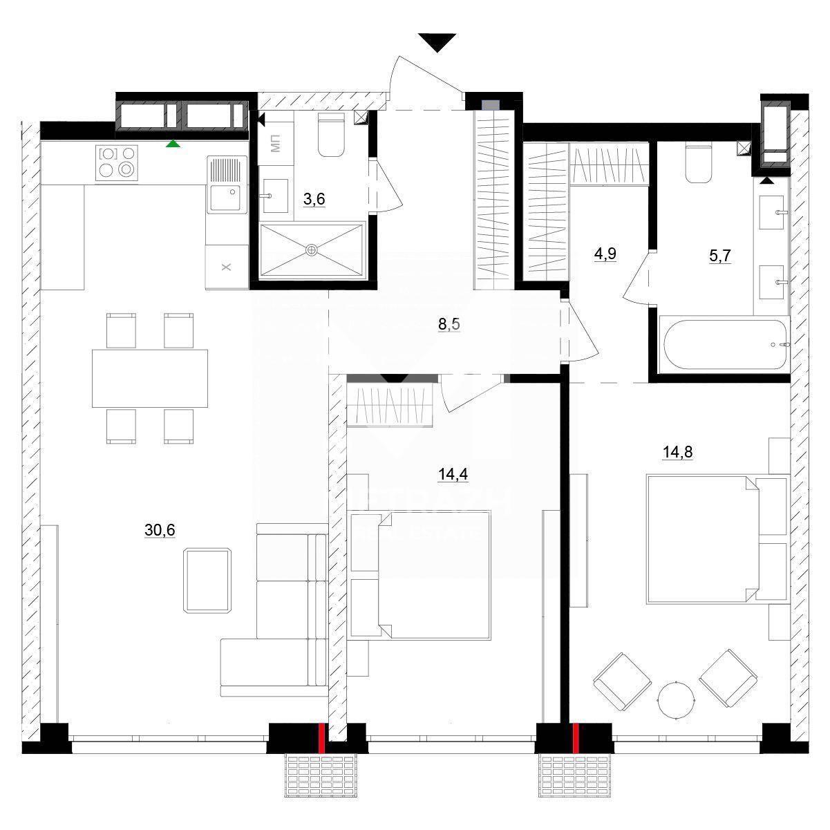 Продажа 2-комнатной квартиры 83 м², Маланюка Євгенія, Русанівська Гавань • ID 7420 — фото 2