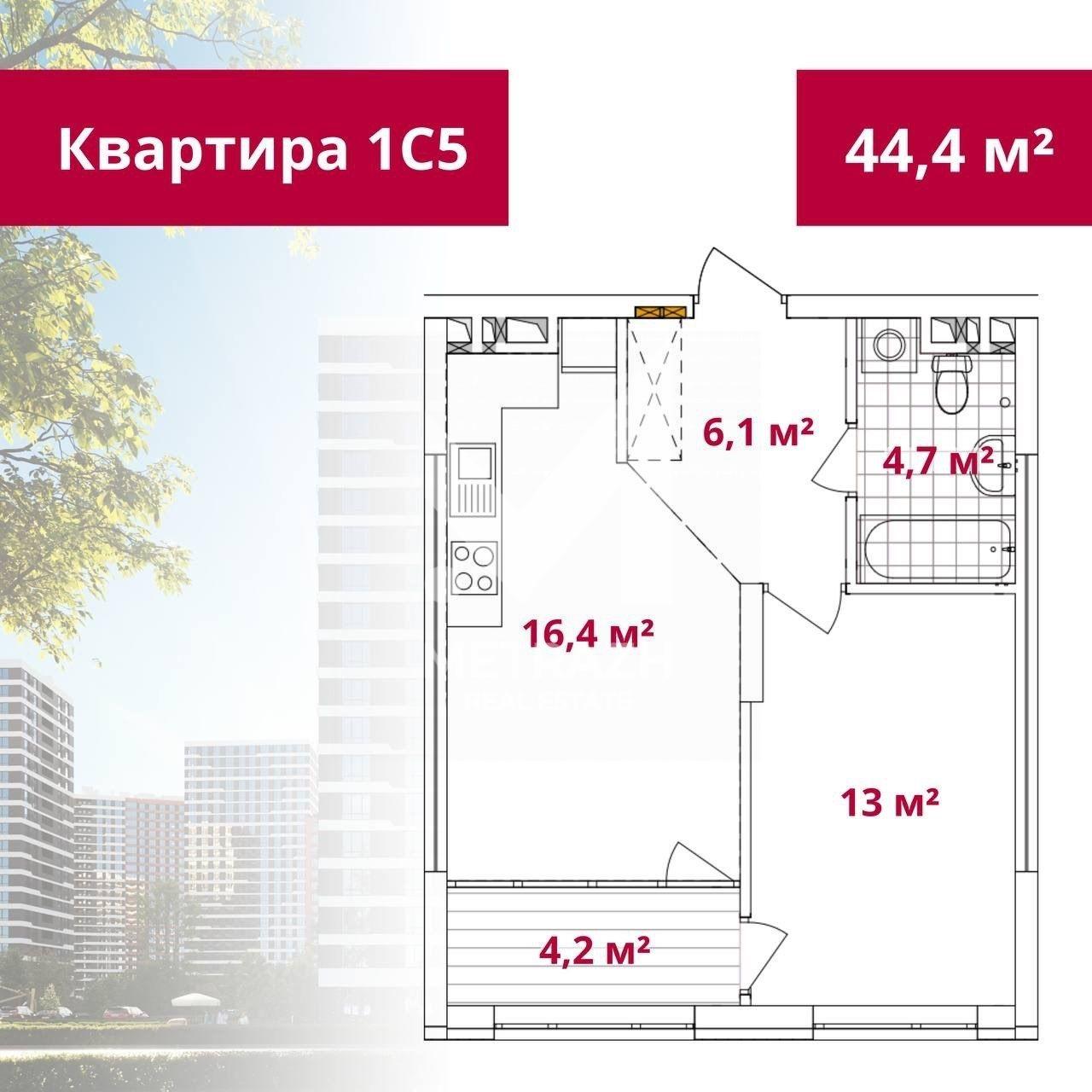 Sale 1-room apartment 44 m², Всеволода Змієнка, RC Warsawsky 3 • ID 7546 — photo 2