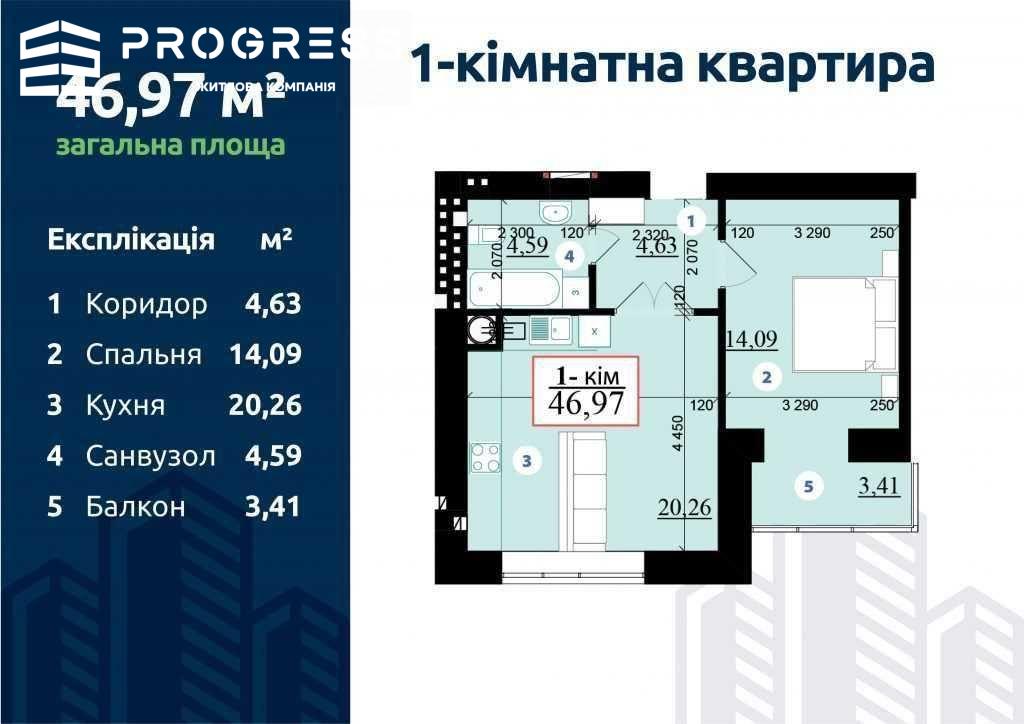 Cheaply for sale 1-room apartment in RC "Lypky 2" – near the lake park - 2