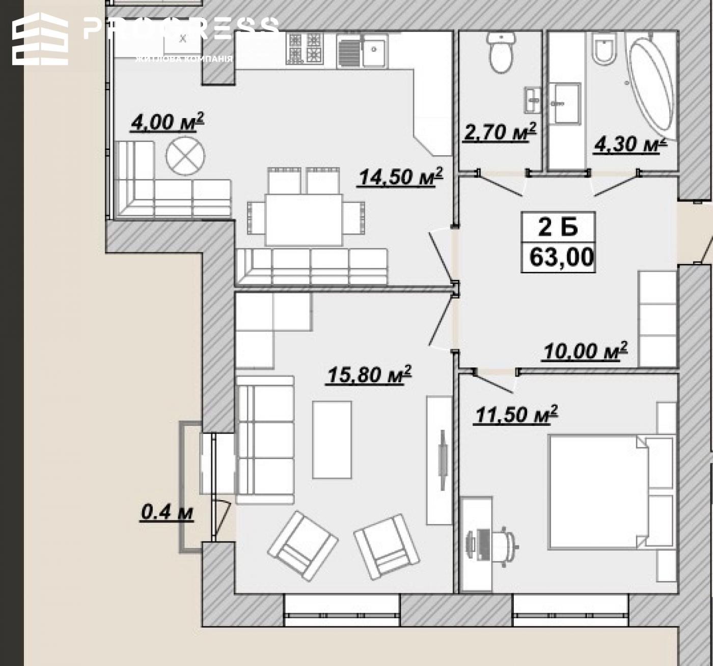 For sale is a 2-room apartment in the Knyahynyn residential complex - 2
